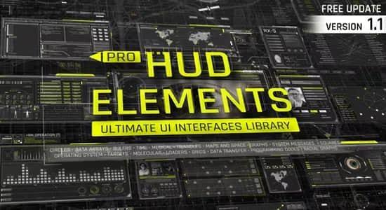 AE模板-未来科技感专业屏幕界面图形元素HUD动画包 Pro HUD Elements Pack