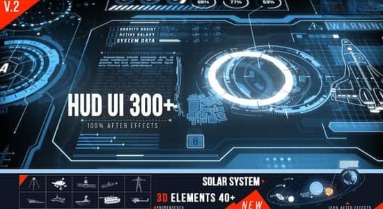 AE模板-300组未来科技感UI界面信息数据HUD动画包V2 AE模板-300组未来科技感UI界面信息数据HUD动画包V2