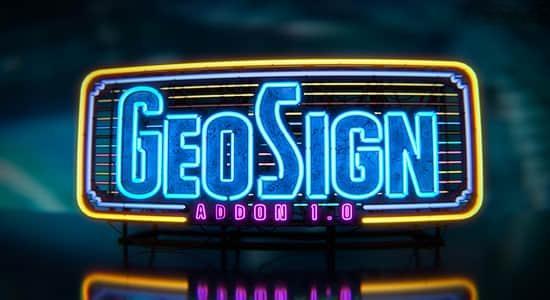 Blender插件-霓虹发光标志广告路牌生成器 Geo Sign V1.0