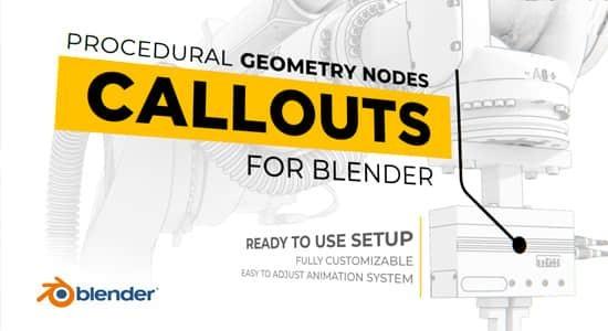 Blender预设-呼叫指示线动画资产 Procedural Geometry Nodes Callouts+使用教程 Blender预设-呼叫指示线动画资产 Procedural Geometry Nodes Callouts+使用教程
