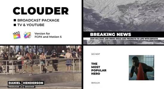 FCPX插件-55个社交媒体电视广播频道文字标题字幕条开场过渡动画