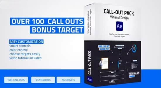 AE模板-100个商品介绍呼出线条文字标题介绍注释动画 Unique Call - Outs Pack