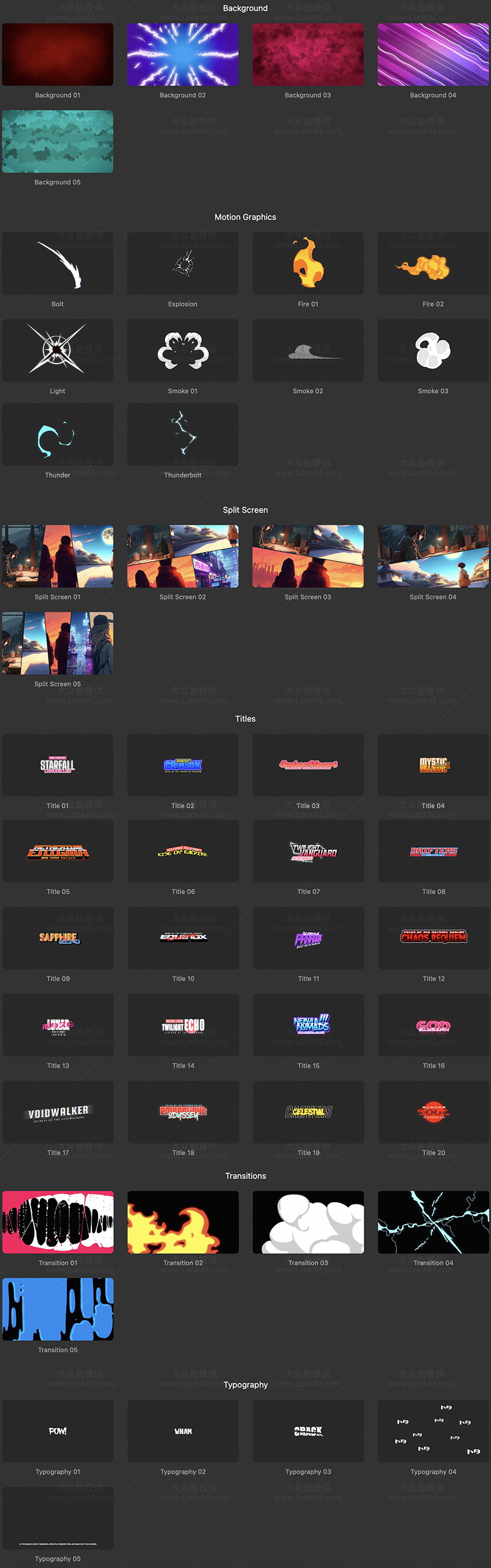 FCPX插件-50个动漫卡通文字标题图形元素动画包