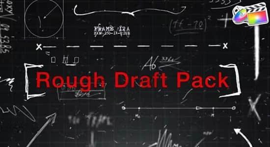 FCPX插件-180个独特设计手绘草稿图形元素动画 Rough Draft Pack