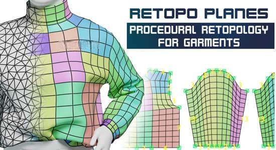 Blender插件-布料衣服模型重拓扑工具 Retopo Planes V1.6