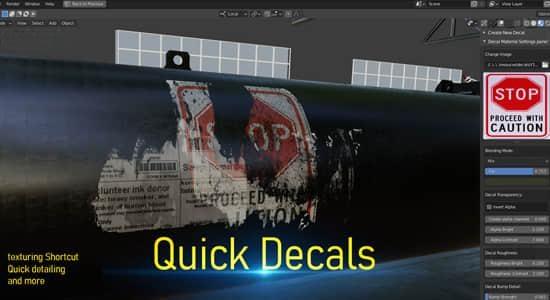 快速制作添加污迹贴纸Blender插件 Quick Decals V2.1.0+使用教程