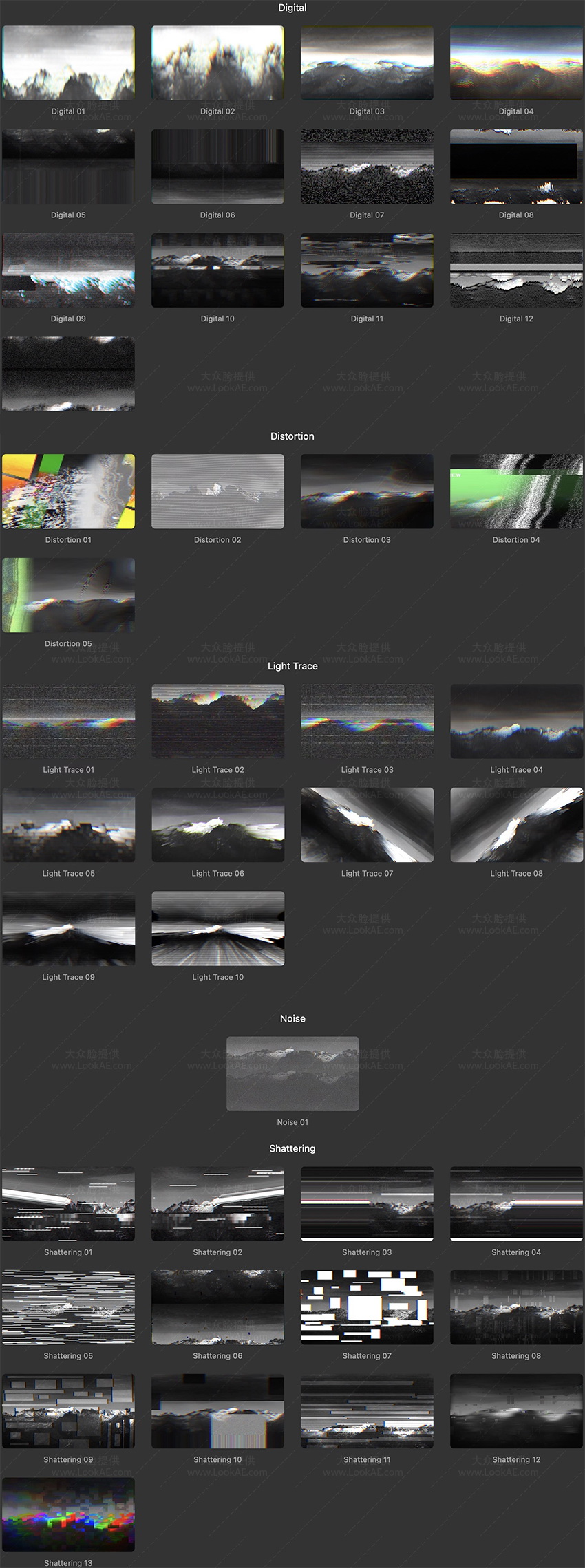 FCPX插件-42个数字故障干扰失真损坏视频转场预设 Glitch Transitions FCPX插件-42个数字故障干扰失真损坏视频转场预设 Glitch Transitions