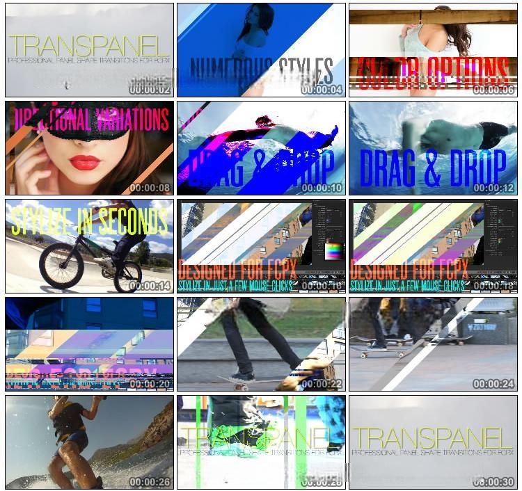 FCPX转场插件-72组专业条形分割切换转场效果 TRANSPANEL