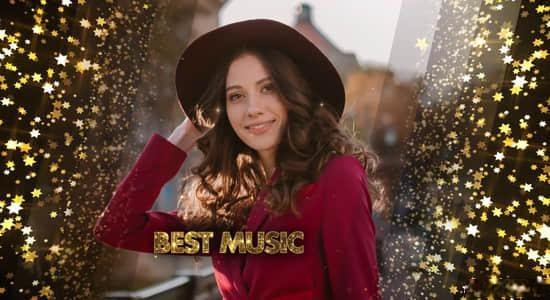 AE模板-金色钻石闪耀光芒晚会活动派对颁奖典礼开场片头