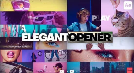 AE模板-优雅幻灯片方式切换文图快闪介绍动画片头(含原版音乐) Elegant Opener AE模板-优雅幻灯片方式切换文图快闪介绍动画片头(含原版音乐) Elegant Opener