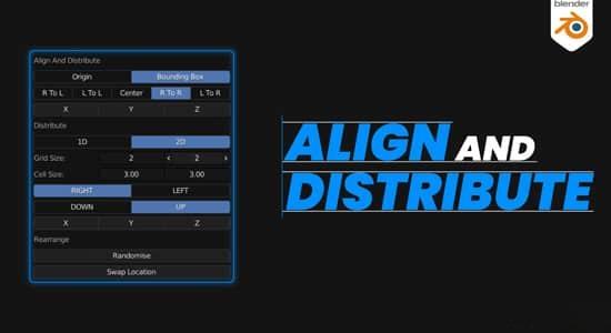 多个模型自动对齐分布Blender插件 Align And Distribute v2.0.0 多个模型自动对齐分布Blender插件 Align And Distribute v2.0.0
