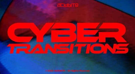 50个赛博朋克故障毛刺干扰转场过渡4K视频素材(含音效) Cyber Transitions