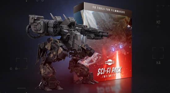 624个科幻史诗机器人机甲宇宙飞船激光火花特效合成4K视频素材