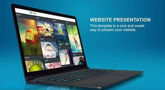 三维场景笔记本电脑网站页面介绍展示动画AE模板 Website Presentation 3D Laptop