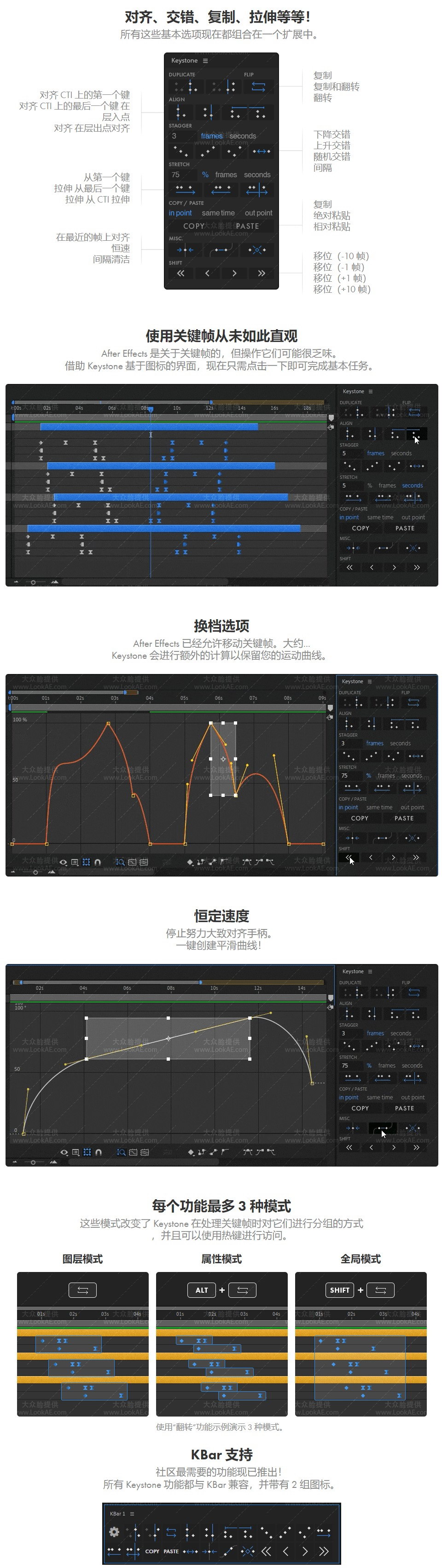 AE脚本-关键帧复制粘贴对齐镜像拉伸调节控制 Keystone v1.1.6