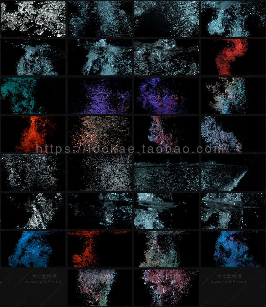 4K视频素材-30个真实纯净水花气泡背景动画