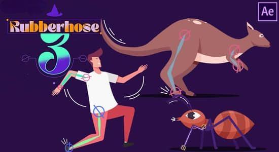 中文版AE脚本-卡通人物关节骨骼绑定联动弹跳MG动画工具 Rubberhose 3.1.0+使用教程