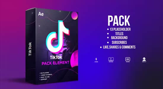 AE模板-抖音国际版社交媒体短视频图形包装宣传包装动画 TikTok Pack AE模板-抖音国际版社交媒体短视频图形包装宣传包装动画 TikTok Pack