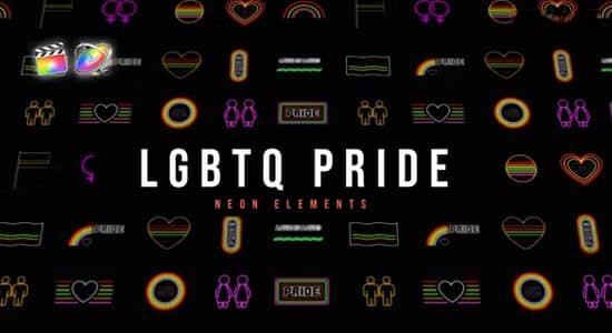 FCPX插件-16组霓虹发光图形元素动画 LGBTQ Pride Neon Elements