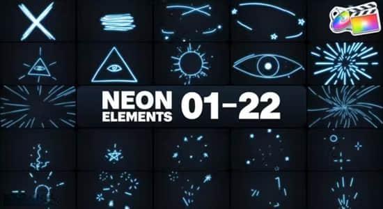 FCPX插件-22个霓虹发光动态图形动画元素 Neon Elements FCPX插件-22个霓虹发光动态图形动画元素 Neon Elements
