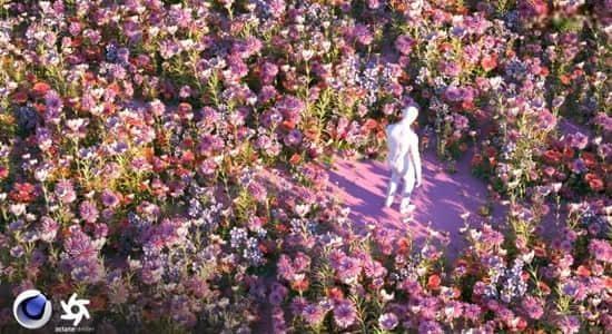 C4D教程-创意花丛场景制作 Creating a Floral Creative 3D Animation using Cinema 4D & Octane Render