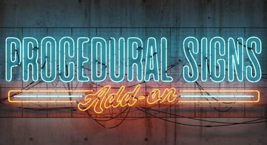 Blender插件-霓虹灯牌发光标志店招门牌生成器 Procedural Signs v1.1.0+预设