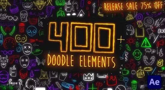 AE模板-400个手绘线条涂鸦霓虹发光图形元素动画 AE模板-400个手绘线条涂鸦霓虹发光图形元素动画