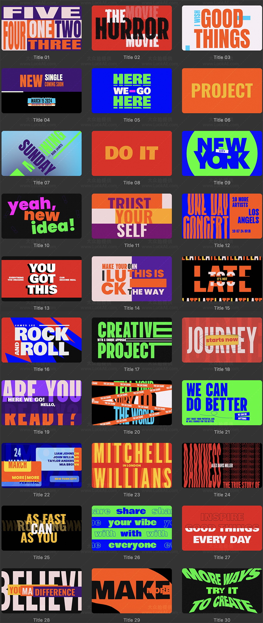 FCPX插件-30个现代时尚活力动态满屏大标题文字排版动画 FCPX插件-30个现代时尚活力动态满屏大标题文字排版动画