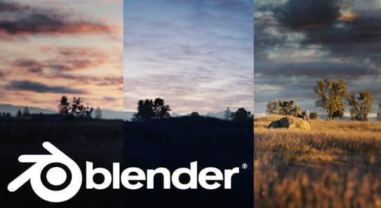 逼真天空着色器节点资产Blender预设 Sky Shaders 逼真天空着色器节点资产Blender预设 Sky Shaders