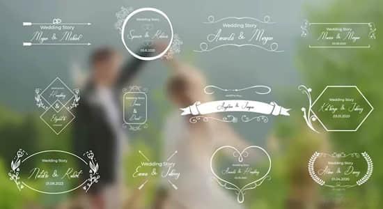 AE/PR模板-12组浪漫小清新爱情婚礼文字标题动画 Wedding Titles