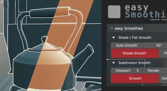 快速自定义模型平滑效果Blender插件 Easy Smoothies v1.0.0 快速自定义模型平滑效果Blender插件 Easy Smoothies v1.0.0