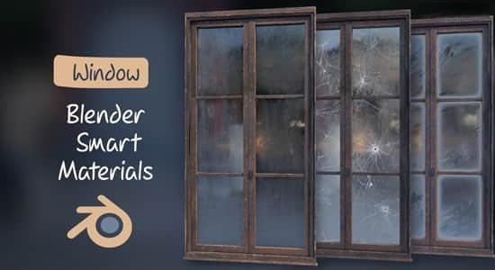Blender预设-玻璃窗户真实水珠雨滴资产 Blender Smart Materials – Window Procedural Water Drops