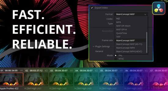 视频渲染编解码器输出达芬奇插件 MainConcept Codec Plugin for DaVinci Resolve v1.5 CE Win