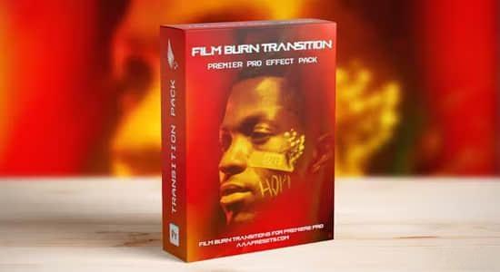 PR模板-电影胶片灼烧闪光转场过渡效果 Film Burn Transitions