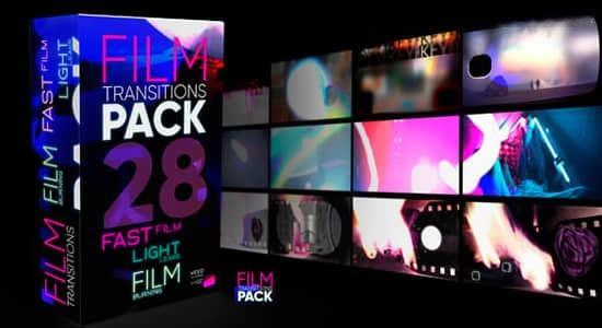 AE/PR/达芬奇模板-28组电影胶片灼烧光效刮痕闪烁视频转场预设动画