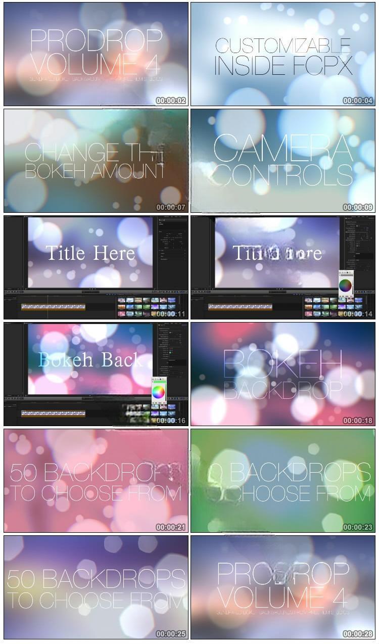 FCPX插件：第四季 50组虚化光斑背景文字标题效果 PFS - PRODROP 4