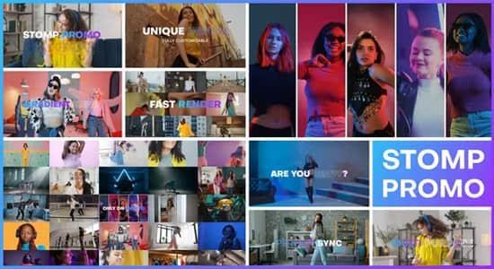 PR模板-动感快闪多画面拼贴图文展示片头 GradientBlend Stomp Promo PR模板-动感快闪多画面拼贴图文展示片头 GradientBlend Stomp Promo