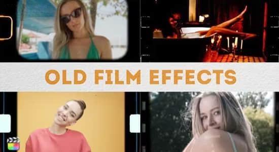 FCPX插件-10组复古老电影胶片边框刮痕光效闪烁视觉特效 Old Film FX