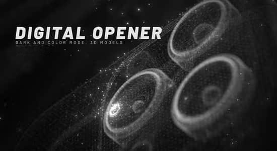 AE模板-未来数字科技点线粒子三维模型动画文字标题开场片头