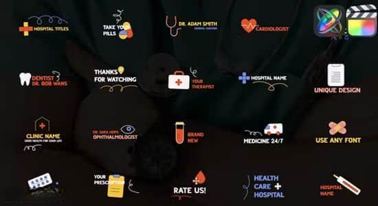 FCPX插件-20个医疗健康图形文字标题动画 Hospital Titles FCPX插件-20个医疗健康图形文字标题动画 Hospital Titles