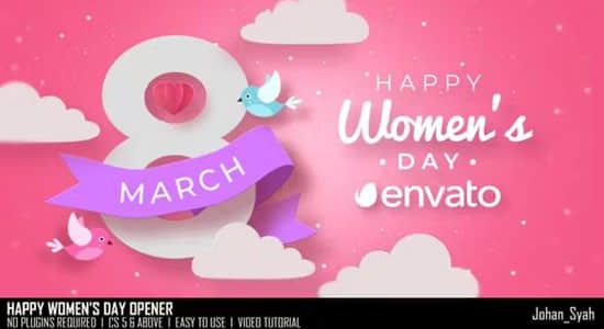 AE模板-三月八日妇女节快乐开场动画 Happy Women\'s Day Opener
