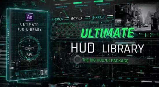 AE模板-未来图形元素HUD地图加载UI界面显示动画 Ultimate HUD Library