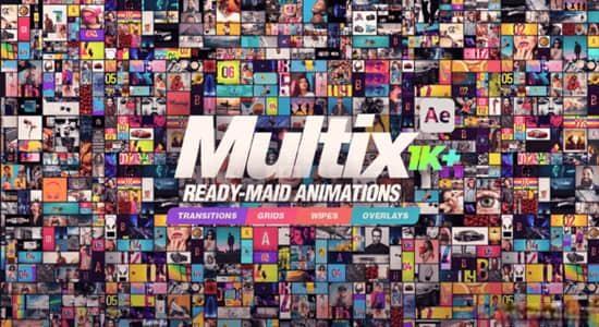 AE脚本-1000个多画面网格组合视频分屏展示过渡转场预设动画