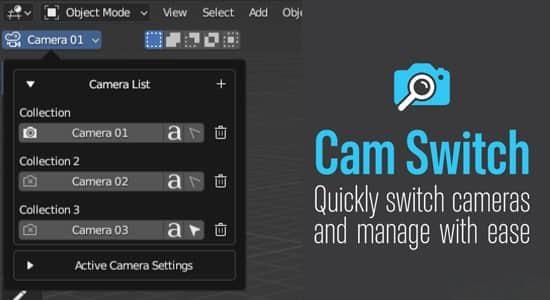 Blender插件-多个摄像机快速切换工具 Cam Switch V1.1 Blender插件-多个摄像机快速切换工具 Cam Switch V1.1