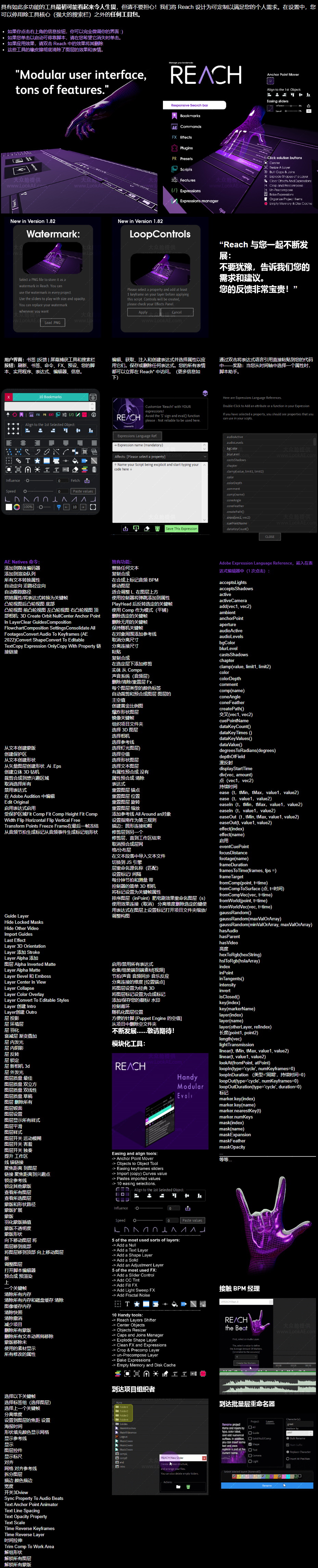 AE脚本-效果插件脚本预设搜索图层管理表达式操作多功能工具包 REACH v2.1.19 AE脚本-效果插件脚本预设搜索图层管理表达式操作多功能工具包 REACH v2.1.19