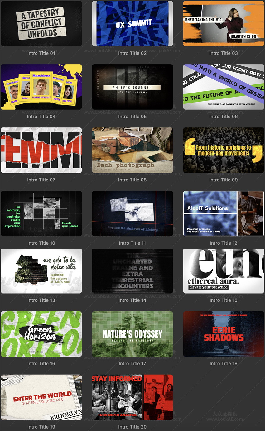 FCPX插件-20组现代时尚文字标题排版组合展示介绍开场动画 FCPX插件-20组现代时尚文字标题排版组合展示介绍开场动画