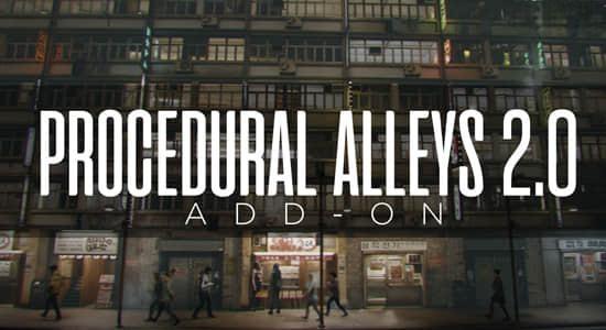 Blender插件-三维楼房街道小巷场景模型生成器 Procedural Alleys V2.0+Assets预设库+使用教程