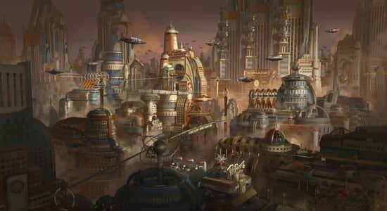 Blender插件-未来科幻朋克乌托邦建筑楼房城市场景3D模型预设 AtomPunk+2K Textures