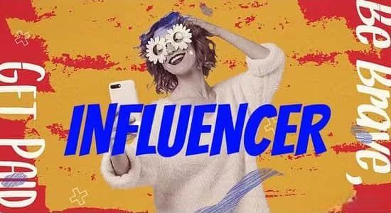 AE模板-风格化画笔涂抹图文展示宣传动画 Influencer Promo