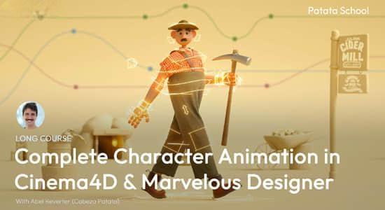 C4D教程-卡通人物角色绑定走路动画制作 Complete Character Animation in C4D & Marvelous Designer